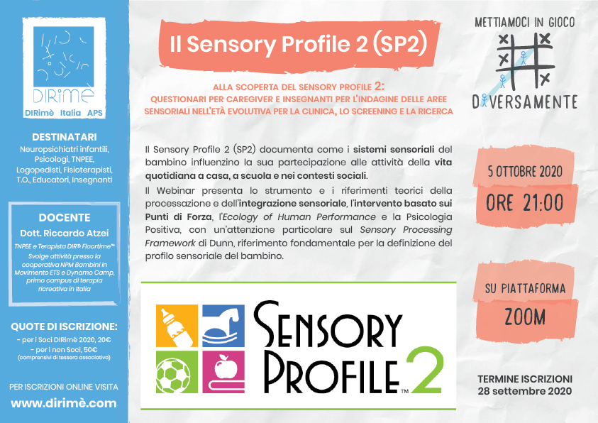 Webinar di approfondimento per Operatori Il Sensory Profile 2 - DIRimè  Italia